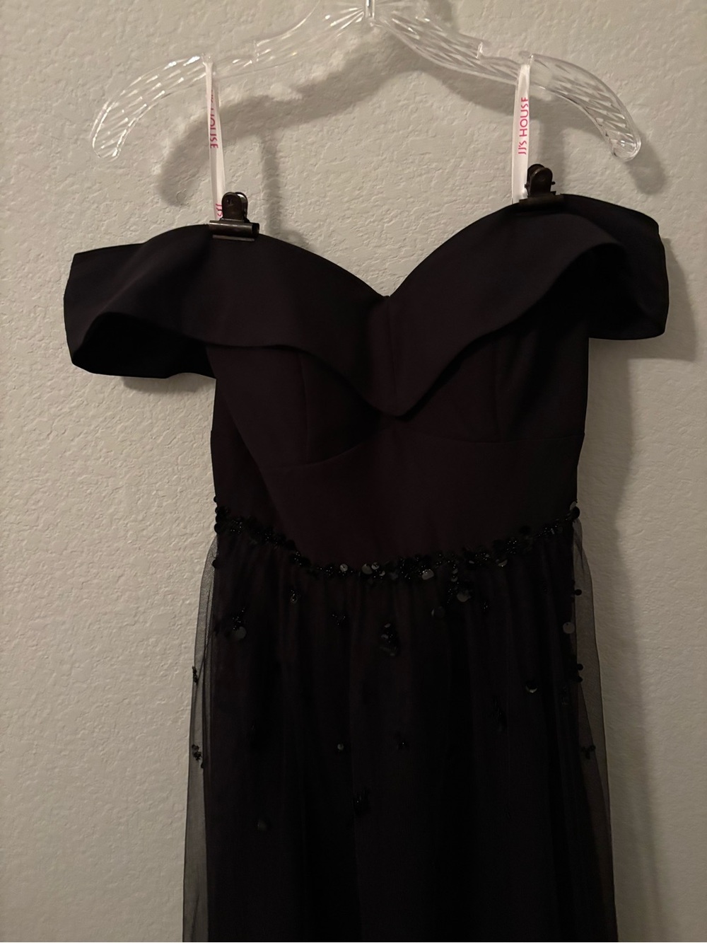 NWT TS Couture Off-The-Shoulder Tulle Sequin Formal Gown